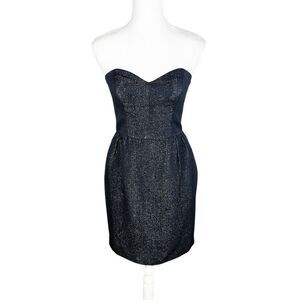 Milly Black Metallic Strapless Fit & Flare Cocktail Dress 4